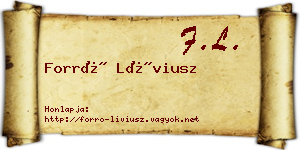Forró Líviusz névjegykártya